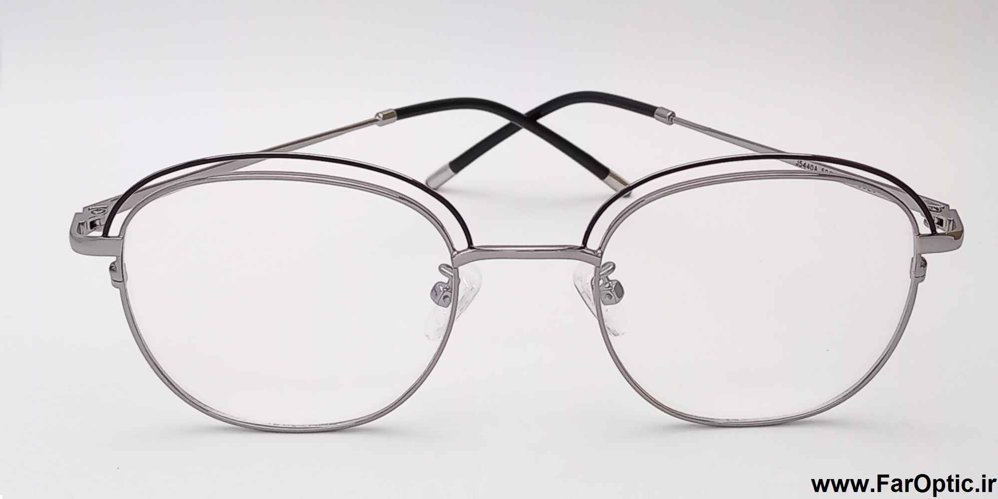 عینک ابرودار نقره ای دورمشکی