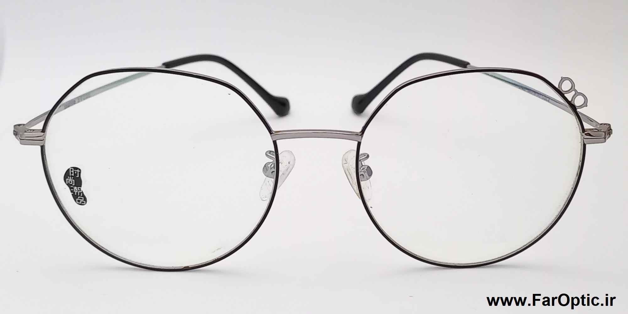 عینک طبی نقره ای دورمشکی